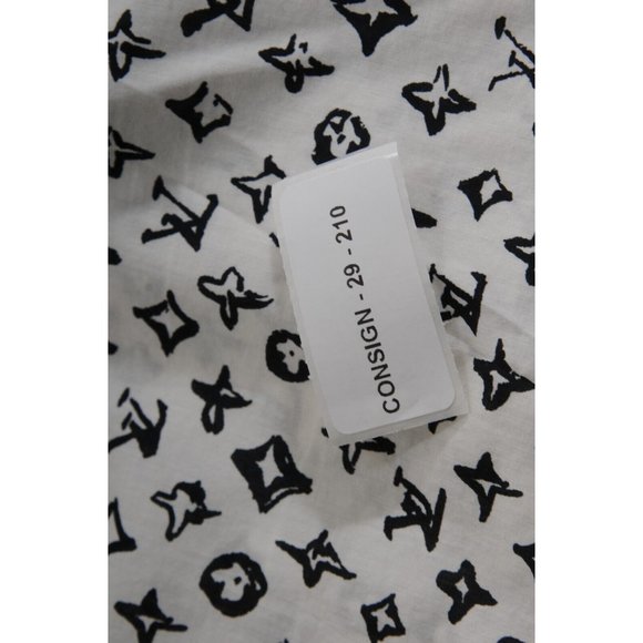 Louis Vuitton Men Logo Button Down Shirt XL White Black Monogram Short Sleeve - Picture 10 of 10